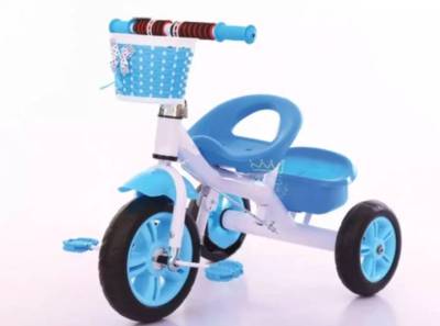 Toyswonderland  รถจักรยานสามล้อ รถจักรยานสามล้อมีตะกร้าหน้ารถและกระบะใส่ของด้านหลังสำหรับเด็กสีฟ้า