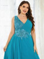 【YF】 Plus Size Party Dresses Fashion Women Wedding Elegant Lace Rhinestones Applique Bridesmaid Large Female Evening Dress