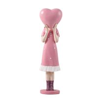 Modern Pink Balloon Girl Figurines Sweet Girls Character Model Art Resin Girl Statue Home Interior Decor Crafts