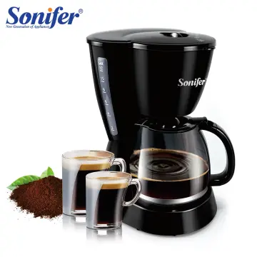 American Drip Coffee Machine Kitchen Appliances Dripping Coffee Maker  Automatic Brew Tea Powder Milk Ceramic Double Cup Sonifer