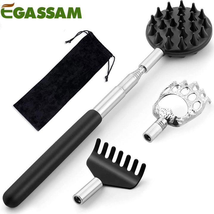 egassam-ไม้เกาหลังกล้องโทรทรรศน์พร้อมหัวเกาแบบถอดได้3ชิ้นอุปกรณ์ทำสีและอุปกรณ์สำหรับไม้เกาหลังไม้เกาหลัง