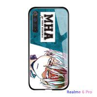 UCUC เคสโทรศัพท์เคสสำหรับ Realme 6 Pro แก้วโทรศัพท์มือถือกรณีหรูหราอะนิเมะกรณีฮีโร่ของฉัน A cademia ตัวละครนุ่มขอบกระจกนิรภัยปลอกกันกระแทกเคลือบเงาปก