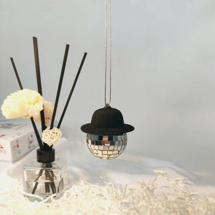 cowboy-hat-disco-ball-home-decor-mirrored-glass-jewels-mesh-accents-christmas-disco-ball-car-accessories-cowgirl-car-charm