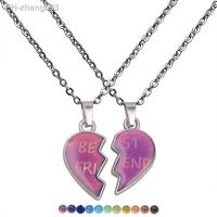 JUCHAO Hot Selling New Fashion Couple Necklaces Angel Wings Warm Mood Color Changing Necklace BEST FRIEND Stainless Steel Chain