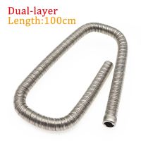 100cm 24mm Dual-layer Car Heater Exhaust Pipe Stainless Steel For Webasto Eberspacher Air Diesel Heater Exhaust Hose Tube Line