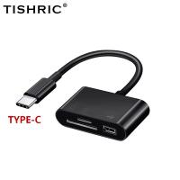 TISHRIC ไมโคร USB Type C อะแดปเตอร์ยูเอสบีทีเอฟเอสดีเครื่องอ่านการ์ด USB-C การ์ดความจำอะแดปเตอร์สำหรับ Macbook เครื่องอ่านการ์ดแลปท็อปโทรศัพท์ซัมซุงฮัวเหว่ยเสี่ยวหมี่