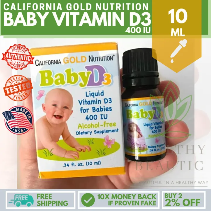 California Gold Nutrition®, BABY VITAMIN D3 DROPS, 400 IU, .34 fl oz (10 ml) (100% AUTHENTIC AND IMPORTED FROM USA)