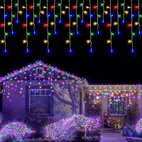 Outdoor LED Curtain Icicle String Light Street Christmas Garland Decorations Fairy Lights Waterfall Street Garland Curtain Light