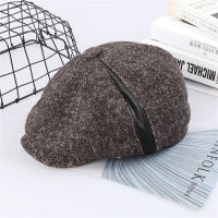 Fashion Wool Leather Newsboy Caps Mens Herringbone Women Men British Painters Hat Soft Autumn Winter Cap Hats Casquette