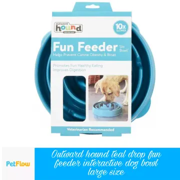 Outward Hound Fun Feeder Teal Drop Dog Bowl