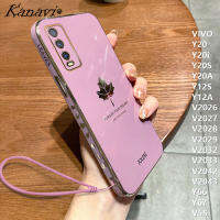 เคสโทรศัพท์ Kanavi สำหรับ VIVO Y20 Y20i Y12A Y12S Y20S V2026 Y67 V5S V2027 V2033 V2032 Y66โทรศัพท์ซิลิโคนนิ่มชุบโครเมียมสุดหรูพร้อมสายคล้อง