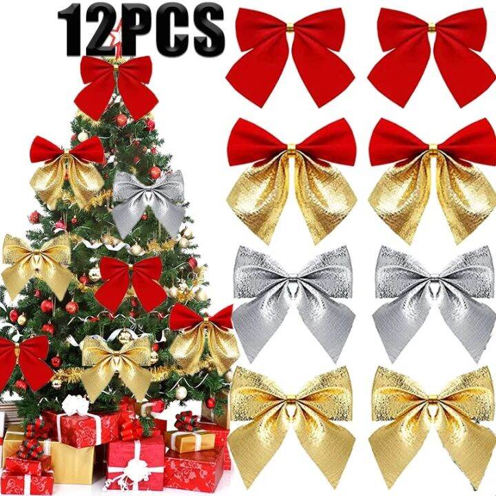 Small Red Bows Christmas Tree  Mini Red Bows Christmas Tree - 12pcs/pack  Christmas - Aliexpress