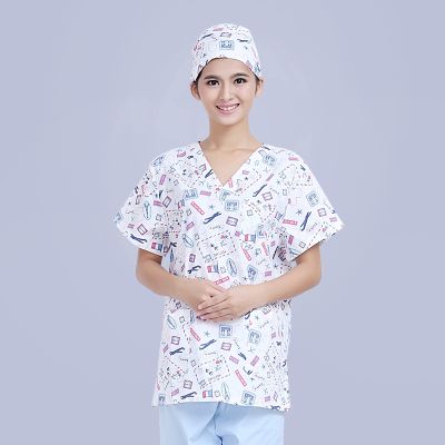 Scrubs Uniforms Women Nurse Scrub Tops Doctor Work Clothes Print Clinical Surgery Uniform
