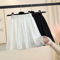 COD DSFERTGERRYYY Pleated a Skirt High Waist Short Fairy Line White Chiffon Hot Girl New Style Elastic Black Slimmer Look Spring Summer