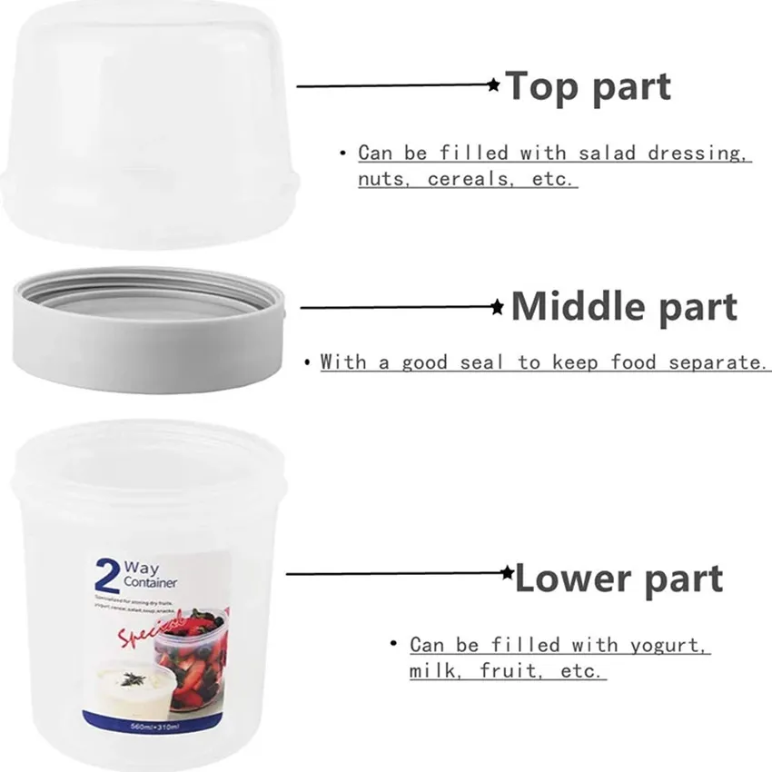 Breakfast On The Go Yogurt Nut Cups Cereal And Milk Container Airtight Food  Storage Box Sealed Transparent Crisper Cup-type