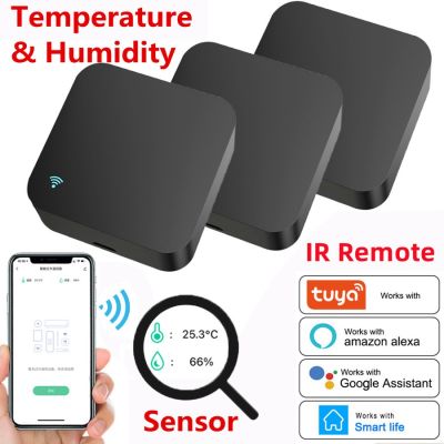 Jiuch 3ชิ้น Tuya Smart Life Tuya WiFi 2 In 1รีโมทคอนโทรล IR ความชื้นและอุณหภูมิควบคุมด้วยเสียงสำหรับเครื่องปรับอากาศทีวี DVD AC ใช้งานได้กับ Alexa Google Home