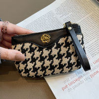 2022 New Luxury nd Style Women Coin Purse Vintage Flower Lock Small Wallet With Keyring Houndstooth Canvas Leather Card Bags