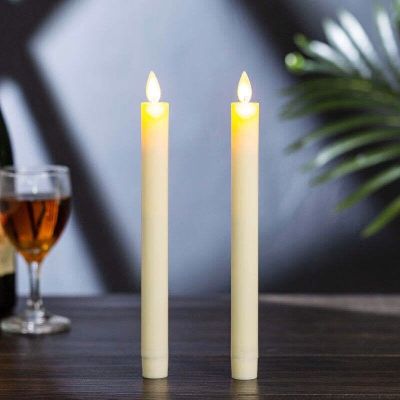 【CW】 10 quot; Swinging Flameless Moving Wick Dancing Flame Led Taper Candlestick light Home Wedding Christmas party table decoration-H25CM