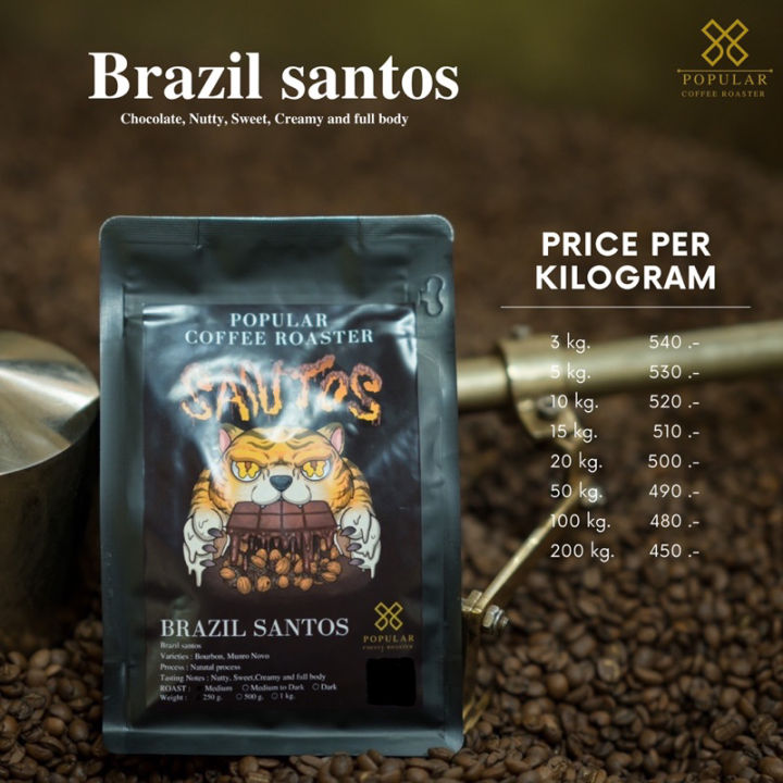 เมล็ดกาแฟคั่ว-brazil-santos-st-คั่วเข้ม