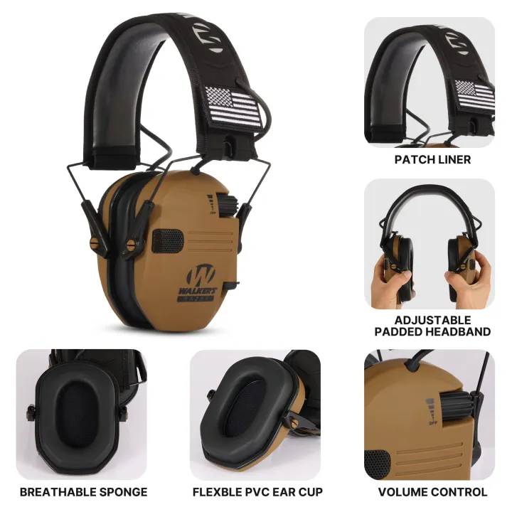 Walkers Razor Slim Shooting Ear Protection Muffs With NRR 23 Db 2X Flag