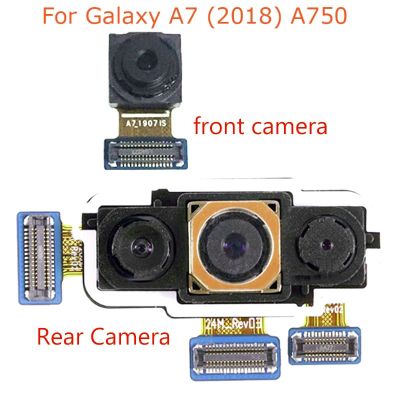 สำหรับกล้องหลัง Samsung Galaxy A7 A750 A750f กล้องหลังโมดูลกล้องหน้าสายเคเบิลงอได้โมดูลของกล้องขนาดเล็กขนาดใหญ่