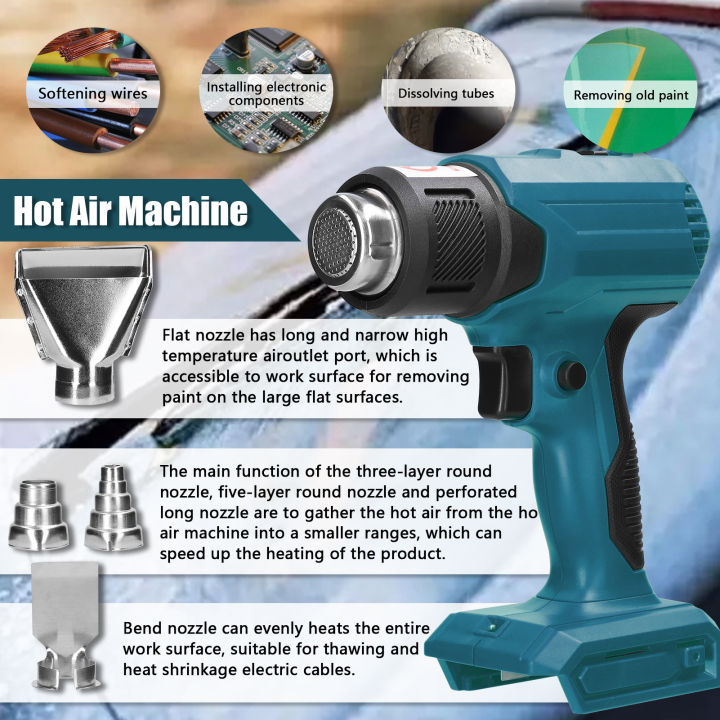 cordless-handheld-hot-air-machine-lithium-rechargeable-heating-equipment-temperatures-adjustable-power-tool-with-4-nozzles-compatible-with-makita-18v-lithium-b-attery