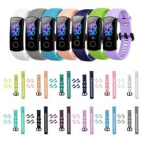 LE6Y คลาสสิค กีฬา สายรัดข้อมือ สีสัน ซิลิโคน For Honor Band 5 4 สายนาฬิกา สายสำรอง