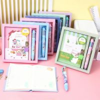 1 Set 64 Sheets Hand Book with Lock 6-color Ball-point Pen Girl Diary Book Primary School Kids Stationery Accessories