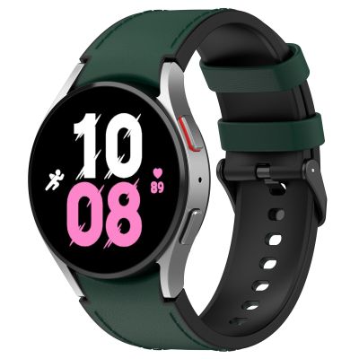 สำหรับ Samsung Galaxy Watch5 44มม./40มม. หนังซิลิโคนสีดำสายนาฬิกาแบบมีหัวขนาด: S (สีเขียวมะกอก)