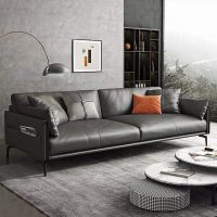 TATA HOME leather sofa Italian modern minimalist living room leather sofa หนังแถวตรงหัวโซฟาชั้นหนังวัวที่ทันสมัยเรียบง่ายห้องนั่งเล่นพาร์ทเมนท์ขนาดเล็ก