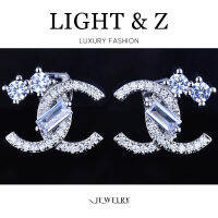 LIGHT &amp; Z ที่เป็นที่นิยมน้ำหอมขนาดเล็กสไตล์ผู้หญิงหูคลิปเพทายตัวอักษรแฟชั่นเครื่องประดับ