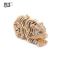 【YD】 Gold Luxury Graphics Tiger Clutch Purse Handbag Occassion Evening