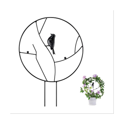 Trellis สวนสูงสำหรับพืชปีนเขา,Trellis เหล็กป้องกันสนิมสำหรับกระถางต้นไม้ในร่ม,นกรอบวงกลม Trelli สีดำ