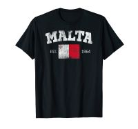 2023 newvintage malta Independence Day FLAG EST 1964ของที่ระลึกเสื้อยืดของขวัญเสื้อยืดขนาด XS-5XL