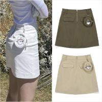 ♝ MALBON Korean original golf clothing womens skirt white sports slim A-line skirt small ball bag short culottes