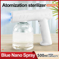 Nano Atomisasi Sprayer Disinfektan Mesin Semprotan Disinfektan Portabel, Semprotan Uap Nano Lampu Biru Rumah Tangga Pengisian Daya USB 300/500ML 110V-240V Sprayer Disinfeksi Nano แบบพกพา Elektrik Sprayer Disinfektan