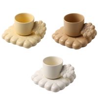 Creative Cute Biscuit Ceramic Coffee Cup Set with Biscuit-Shape Tray Tea Latte Milk Mug Plate Birthday Gift