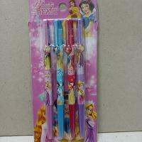 ball pen ปากกาลูกลื่น  เขียนลื่น หมึกน้ำเงิน 0.5mm คละลาย แพ็คละ 4 ด้าม ลาย princess เจ้าหญิง