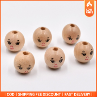 GOOD MOOD BEAUTY 100pcs 18mm ครับ ลูกปัดไม้ลูกปัด พิมพ์ undyed ทำจากไม้ ลูกปัดหัวกลม พิมพ์ undyed Ball กลมกลมๆ ลูกปัดสเปเซอร์ การทำเครื่องประดับงานฝีมือ DIY