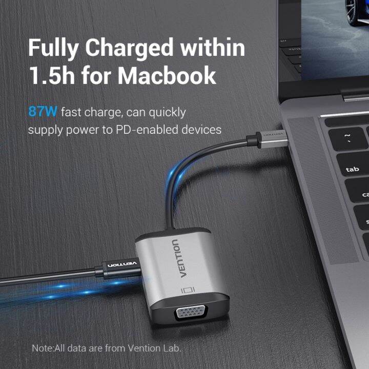 vention-อะเเดปเตอร์แปลง-usb-c-เป็น-hdmi-vga-4k-hdmi-1080p-vga-usb-3-0-pd-สำหรับ2018-dell-xps-samsung-tfahb