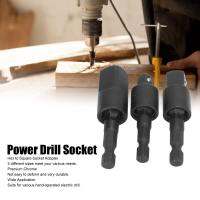 3Pcs Power เจาะ ชุดซ็อกเก็ต Metal Hex Shank Impact Driver Adapter 360 องศา Rotatable Black