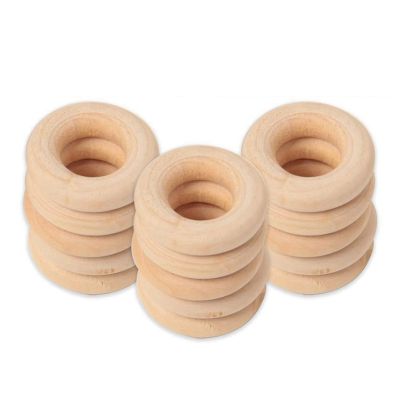 450 Pcs 25 mm/1 Inch Wooden Craft Ring Unfinished Wooden Rings Circle Wood Pendant Connectors for DIY Projects
