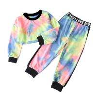 Toddler Girl Clothes Set Top Pants 2Pcs Suits Girls Sweatsuits Jogging Tie Dye Tracksuit Outfit Crewneck Kids Clothing 2-6T