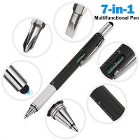 7 In1 Multifunction Ballpoint Pen with Modern Handheld Tool Measure Technical Ruler Screwdriver Touch Screen Stylus Spirit Level