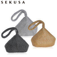 SEKUSA Rhinestones ผู้หญิงโลหะกระเป๋าคลัทช์ช่วงเย็นแฟชั่นเลดี้หญิงเพชรซูเปอร์มินิกระเป๋าถือสำหรับงานแต่งงานกระเป๋า