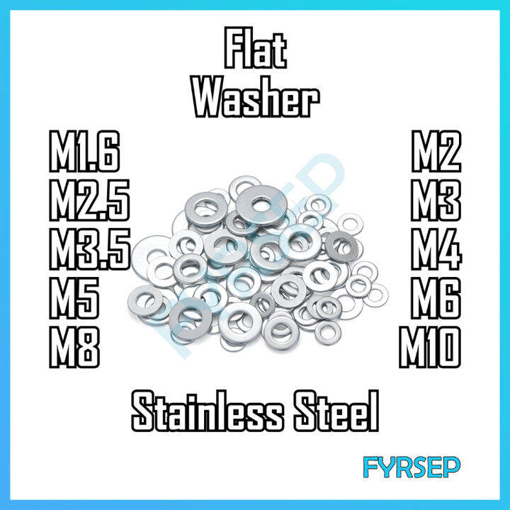 (10 Pcs) Plain Washer | Flat Washer | Wasir Rata Bolt Screw Skru - M1.6 ...