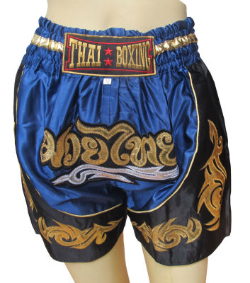 Thai Boxing 2 Tone Boxer น้ำเงินดำ สุดยอดของมวยไทยด้วยสีสันกางเกงมวยที่สดใส ไซต์ M เด็ก เหมาะสำหรับผู้ที่มีเอว 24-27