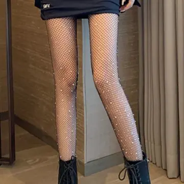 1pair Sexy Ins Style Black Pantyhose With Polka Dots And Lace Stockings,  Thigh Highs