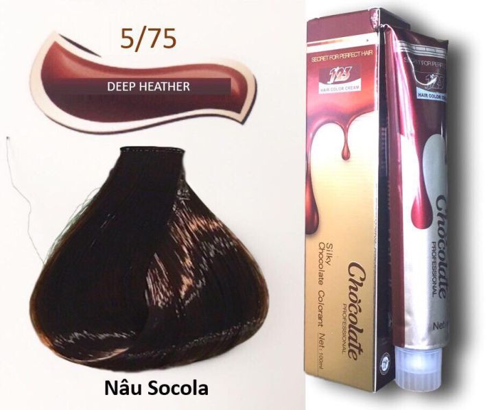 Sử dụng Thuốc nhuộm tóc màu nâu Socola (5.75) 123 Chocolate Color sẽ giúp bạn tạo nên mái tóc màu nâu socola đẹp và cuốn hút nhất. Với công thức độc đáo từ sản phẩm, tóc của bạn sẽ được bảo vệ và trở nên bóng mượt hơn. Đừng ngần ngại để khám phá màu sắc tóc mới của bạn ngay hôm nay.