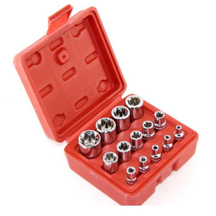 14pcs-torx-ดอกไขควงหัวจีบเซทเต้ารับ-driver-torx-ดอกไขควงหัวจีบซ็อกเก็ตชุดเครื่องมือชุดกล่อง